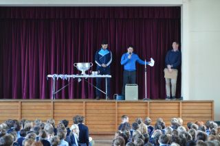 Cian O' Sullivan and Sam Maguire visit our school. 