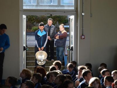 Cian O' Sullivan and Sam Maguire visit our school. Cian O' Sullivan and Sam Maguire visit our school.