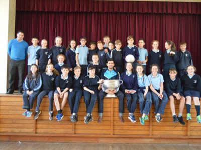 Cian O' Sullivan and Sam Maguire visit our school. Cian O' Sullivan and Sam Maguire visit our school.